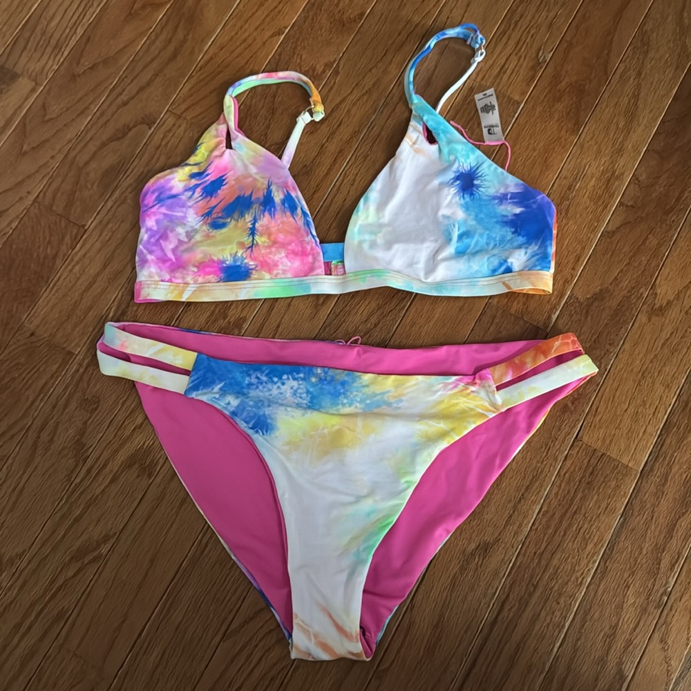 NWT TiniBikini tie dye bikini top and bottom set size XL